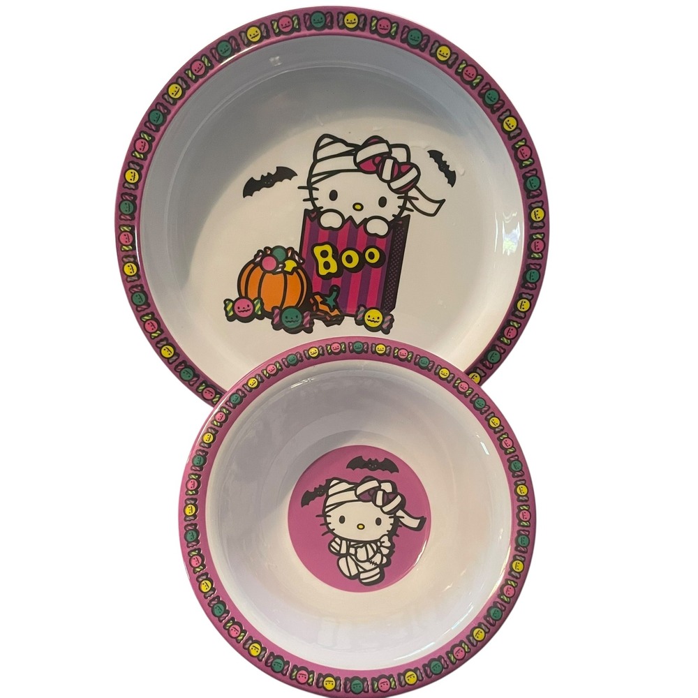 NWOT Hello Kitty Halloween Mummy‎ Plate and Bowl Set Sanrio